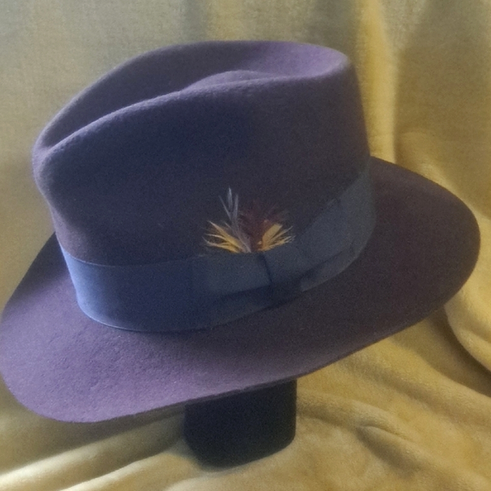 Brown Fedora Hat with Feather Accent